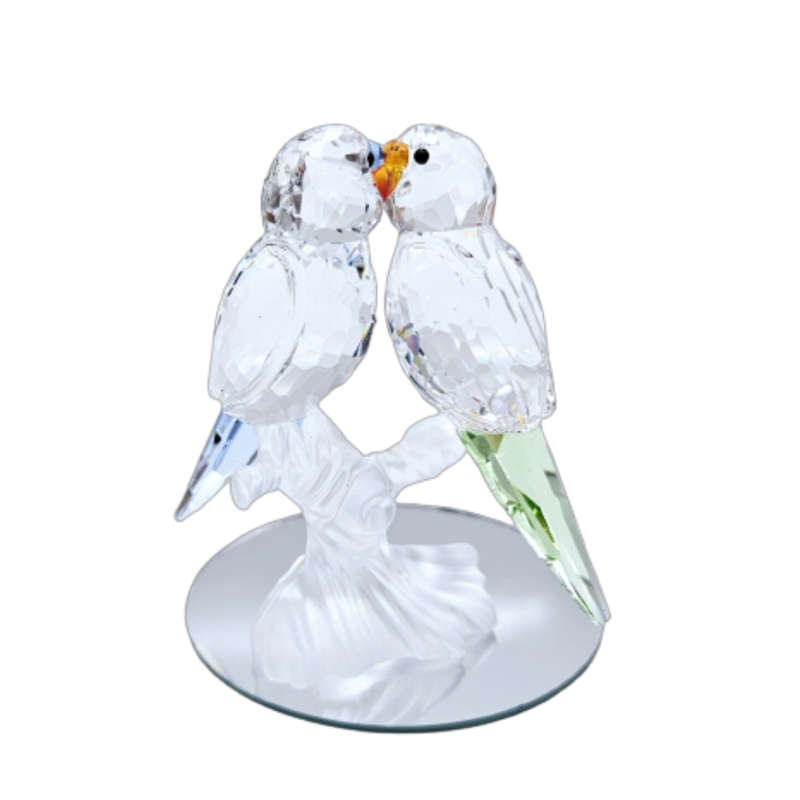 Swarovski Budgies Blue Green Birds Crystal Figurine