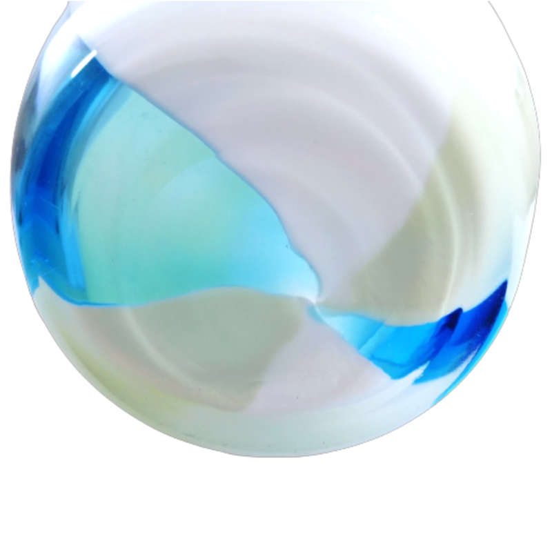 Art Glass Large Vase, Stripes of White Blue and Yellow