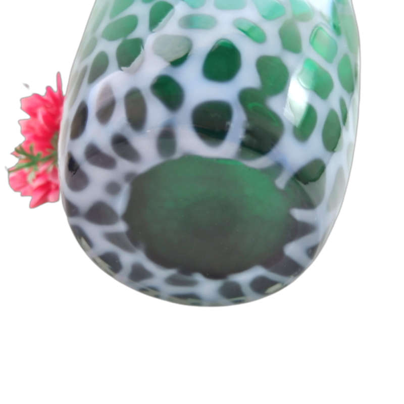 Art Glass Large Vase Mottled Turquoise Greens and White.