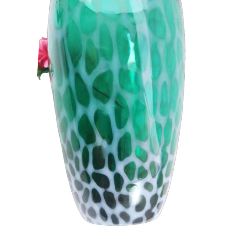 Art Glass Large Vase Mottled Turquoise Greens and White.