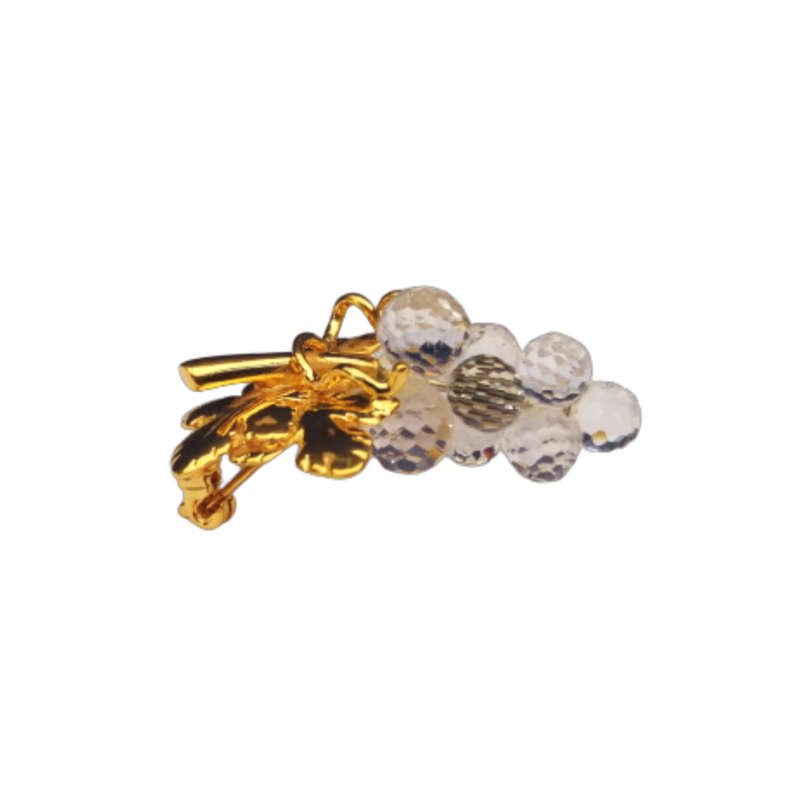 Swarovski Grape Fruit Crystal Textured Leaf Gold T Brooch
