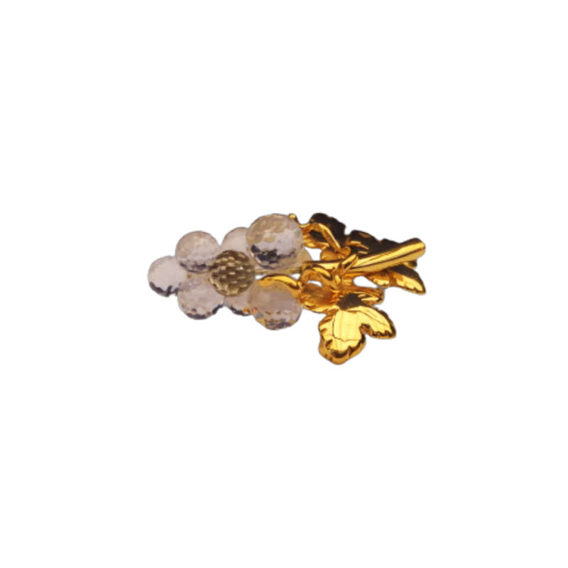 Swarovski Grape Fruit Crystal Textured Leaf Gold T Brooch
