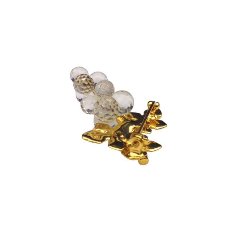Swarovski Grape Fruit Crystal Textured Leaf Gold T Brooch