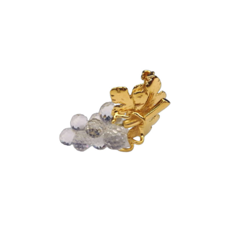 Swarovski Grape Fruit Crystal Textured Leaf Gold T Brooch