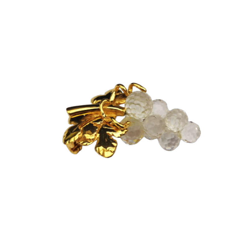 Swarovski Grape Fruit Crystal Textured Leaf Gold T Brooch