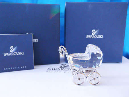 GENUINE Swarovski Silver Crystal Memories Pram Rhodium