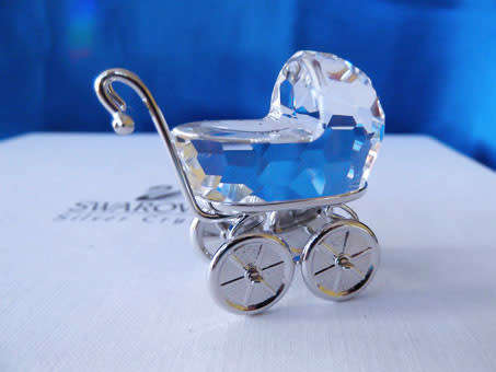 GENUINE Swarovski Silver Crystal Memories Pram Rhodium