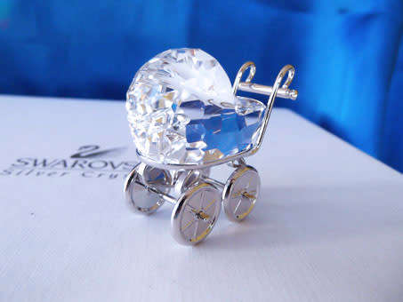 GENUINE Swarovski Silver Crystal Memories Pram Rhodium
