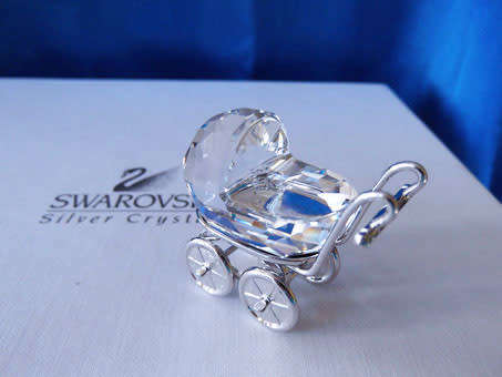 GENUINE Swarovski Silver Crystal Memories Pram Rhodium