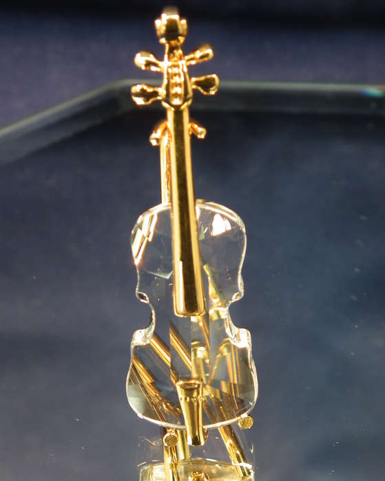 Swarovski Crystal Memories Moments Violin and Stand Gold Plated