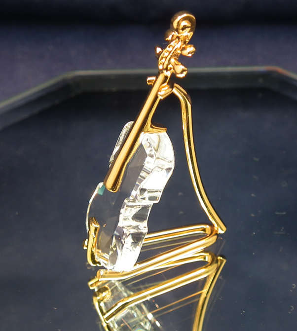 Swarovski Crystal Memories Moments Violin and Stand Gold Plated