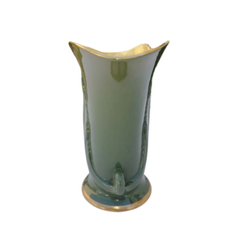 Carlton Wear Pale Green With Gold Trim Yellow inside Large Vase