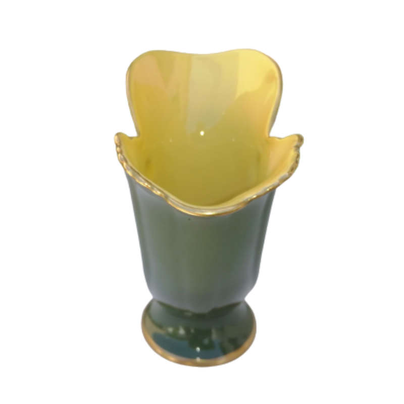 Carlton Wear Pale Green With Gold Trim Yellow inside Large Vase