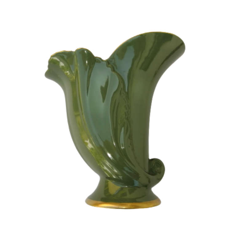 Carlton Wear Pale Green With Gold Trim Yellow inside Large Vase
