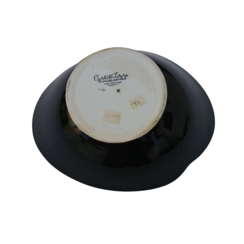 Carlton Wear Black and Blue Bowl Dish With Gold Trim