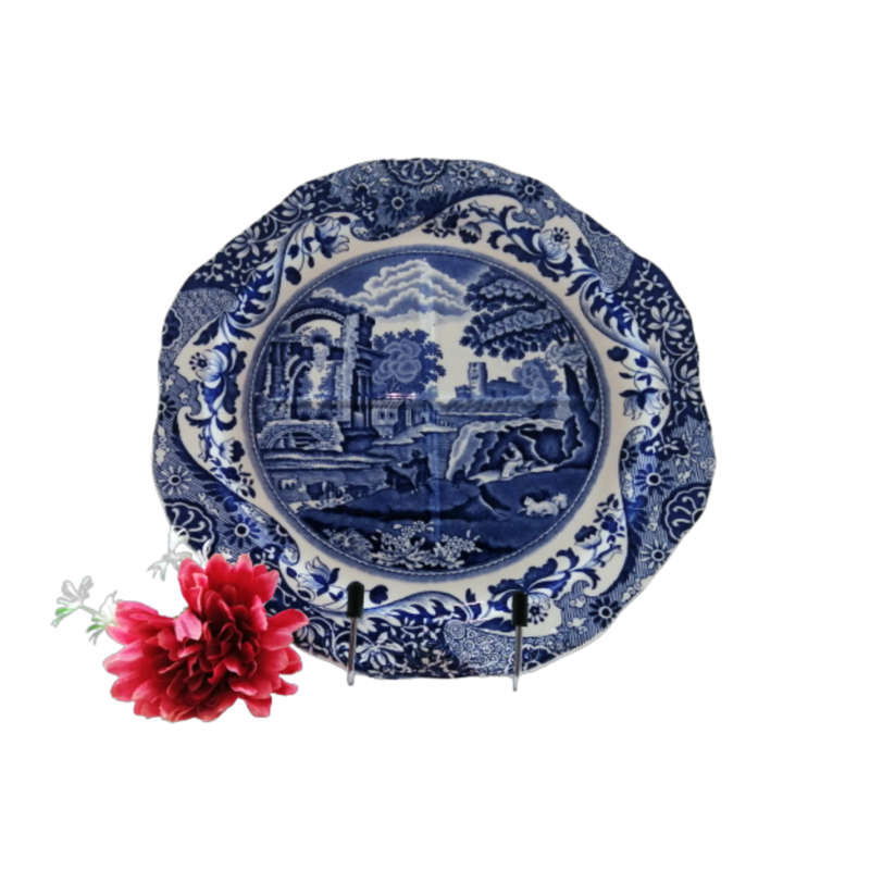 Copeland Spode, Spodes Italian divided sandwich octagonal plate, Blue Italian 1930s