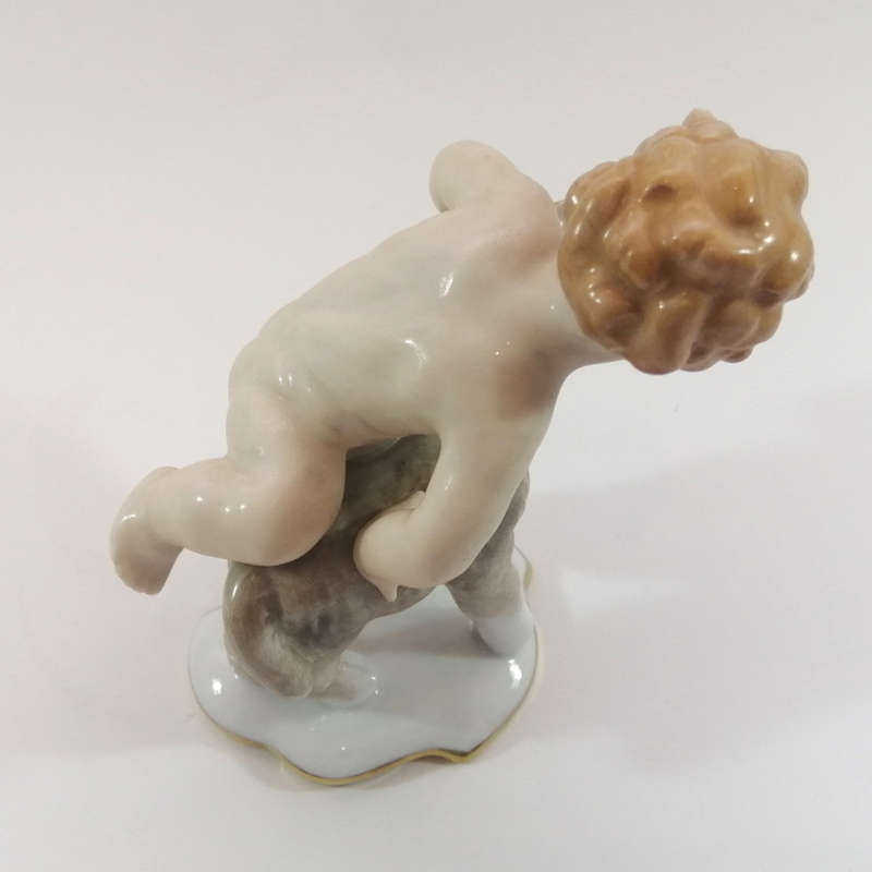 West German Alka Kunst Figurine Depicting a Putto with Lamb