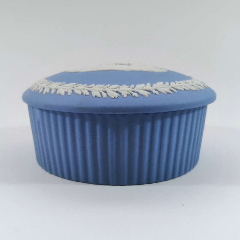 Wedgwood Jasper Blue Round Ribbed Lidded Pot