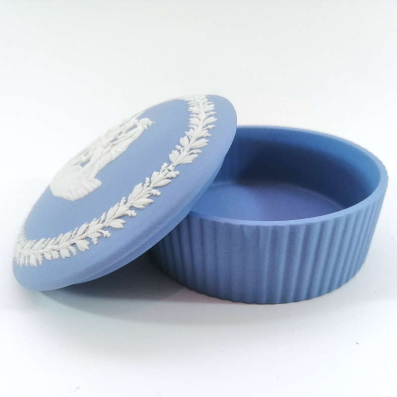 Wedgwood Jasper Blue Round Ribbed Lidded Pot