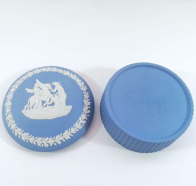 Wedgwood Jasper Blue Round Ribbed Lidded Pot