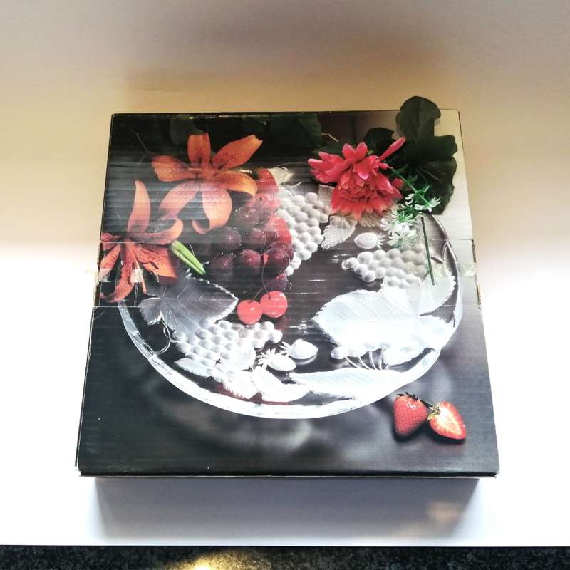 Large Round Contempory Snow Fruits Glass Platter