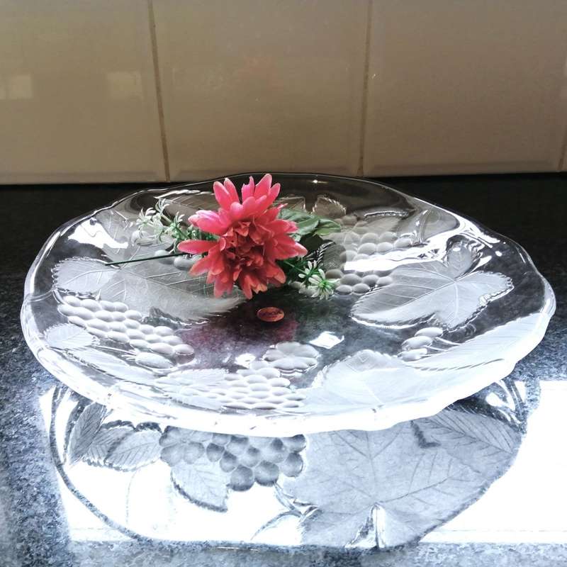 Large Round Contempory Snow Fruits Glass Platter