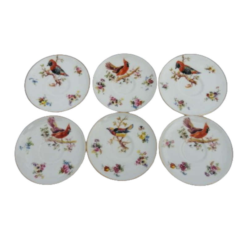 Antique Royal Doulton Coffee Set 15 pc Exotic Birds H1422