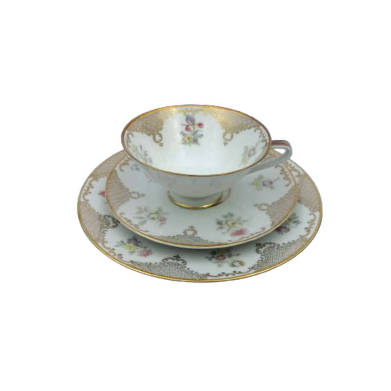 Hutschenreuther Trio Bavaria Flower design with Gold Accents