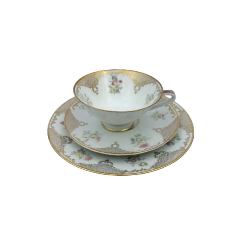 Hutschenreuther Trio Bavaria Flower design with Gold Accents