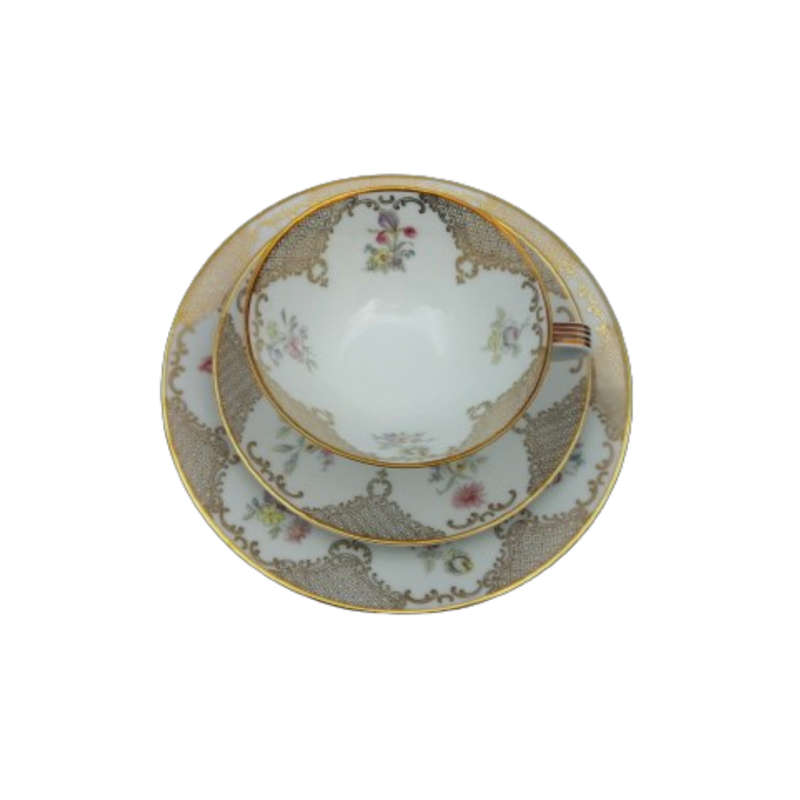 Hutschenreuther Trio Bavaria Flower design with Gold Accents