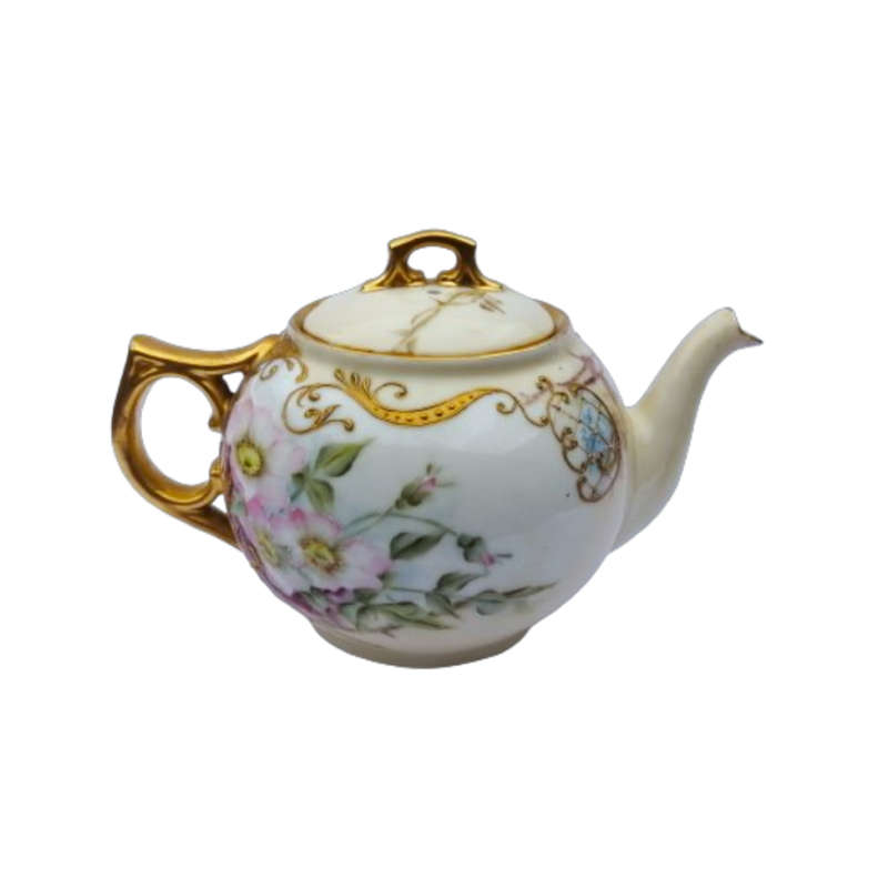 Limoges A L France Tea Set Purple Pansies with Gold Accents