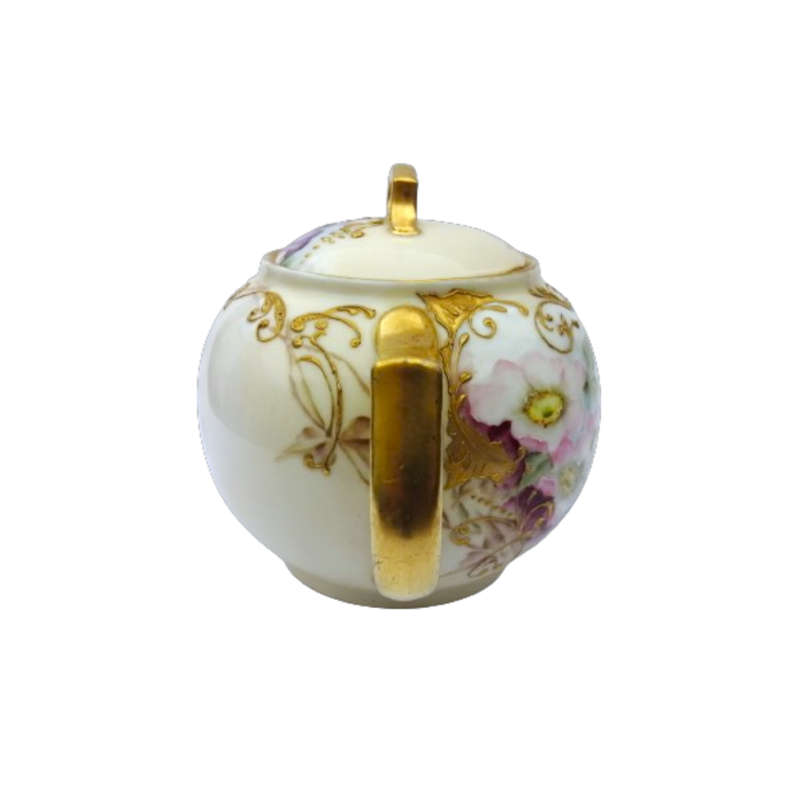 Limoges A L France Tea Set Purple Pansies with Gold Accents