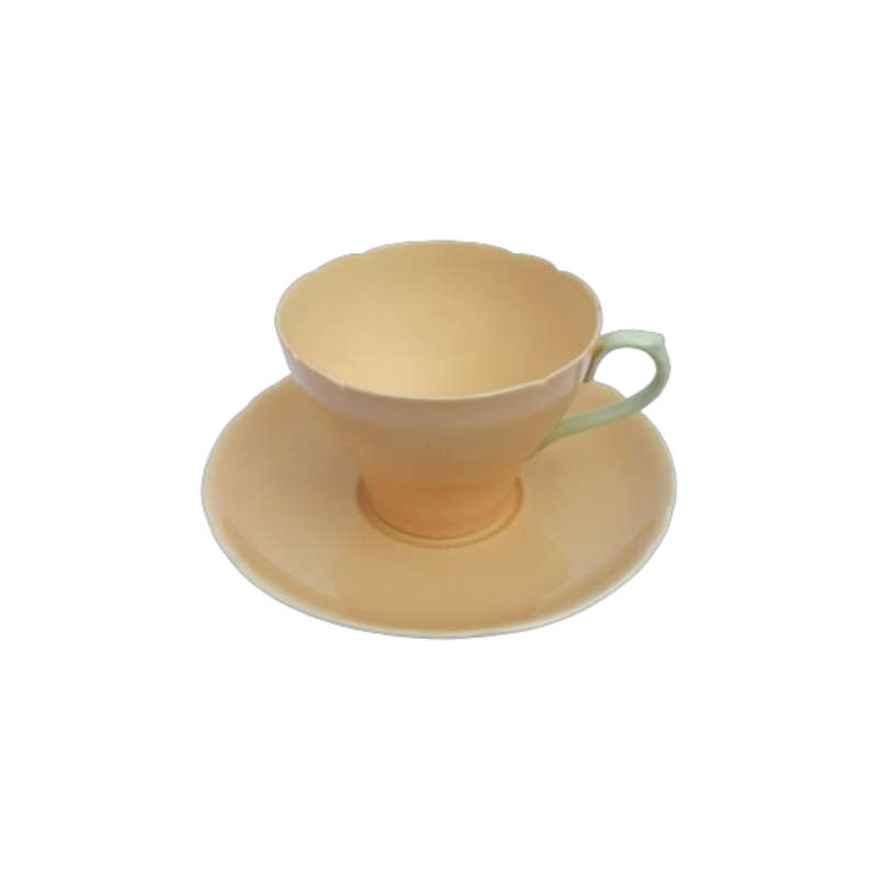 Shelley Fine Bone China Duo Peach with Green Trim