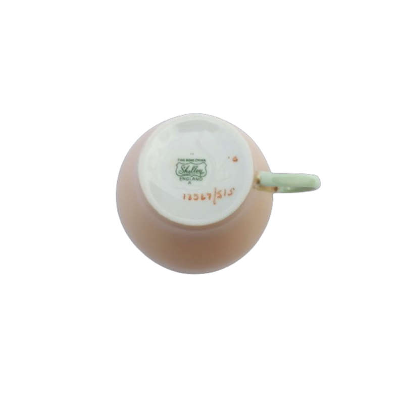 Shelley Fine Bone China Duo Peach with Green Trim