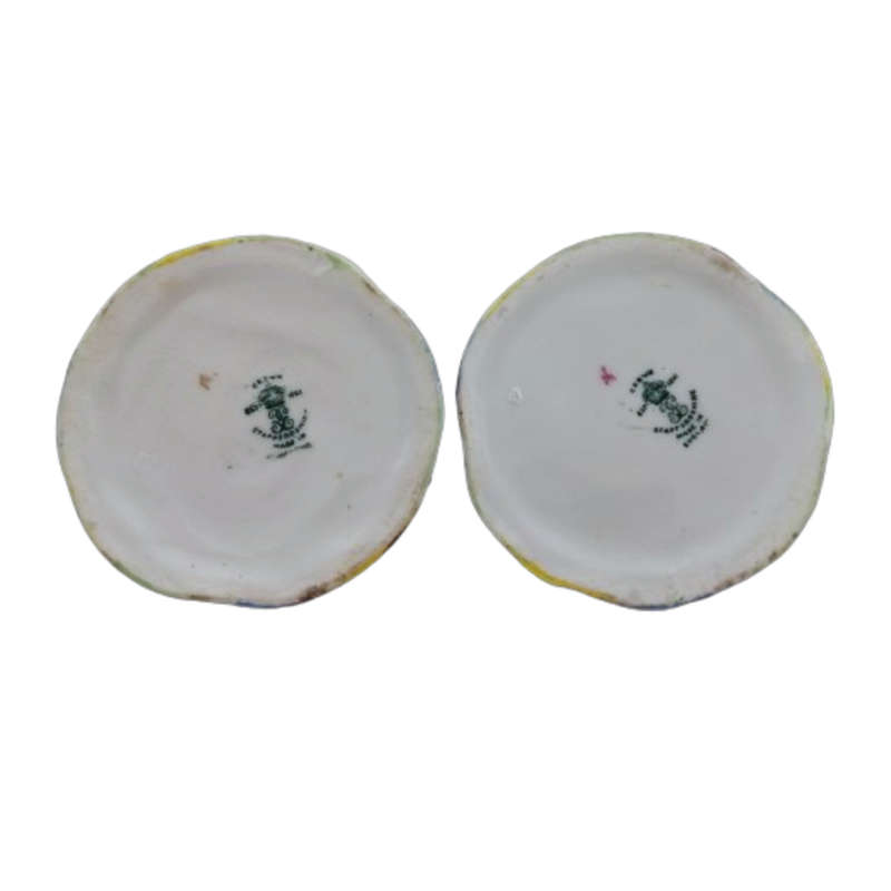 Pair Vintage Royal Staffordshire Porcelain Flower Candle Holders
