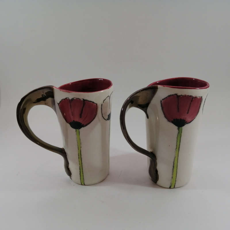 Koekoe by Sanet pottery Hand Made Tea Pot and Two tall Mugs