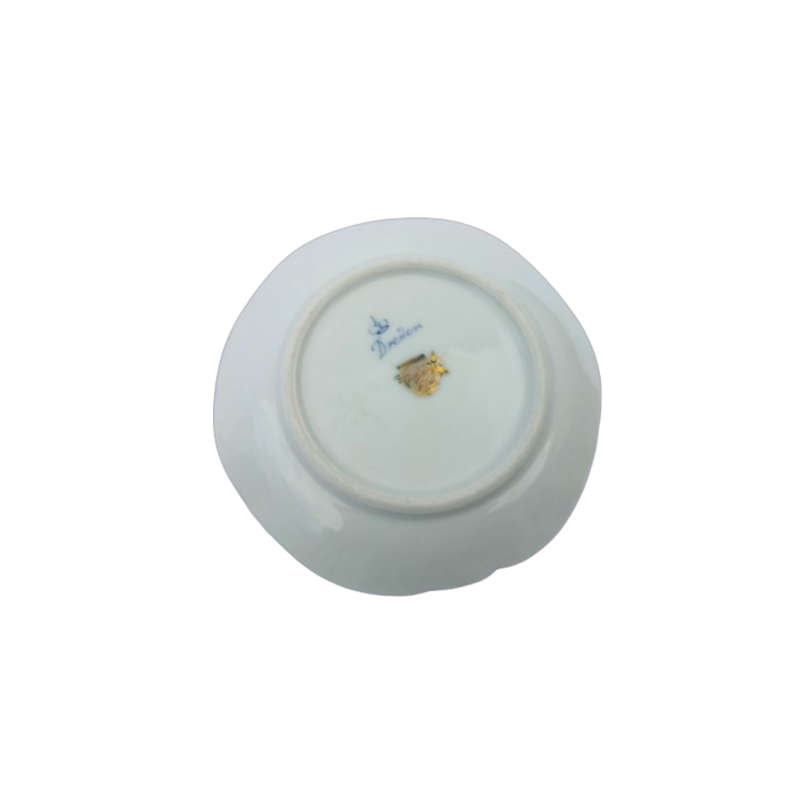 Dresden Porcelain Hand Painted Fluted Floral Coffee Cup and Saucer