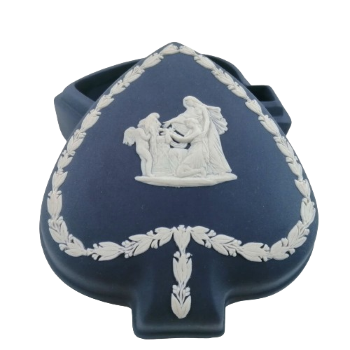Wedgwood Jasper Portland Blue Spade Trinket Box