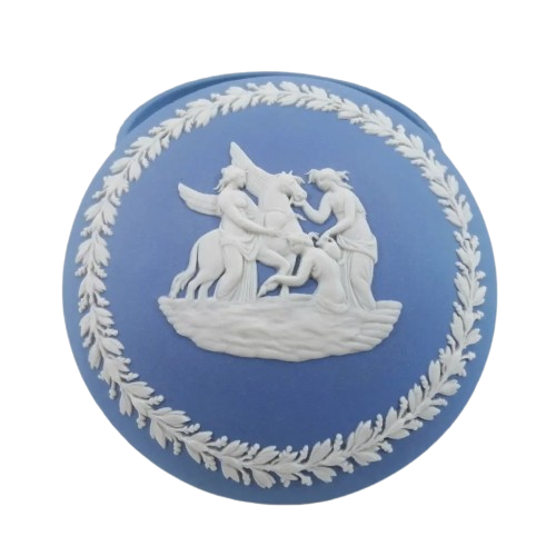 Wedgwood Jasper Blue Round Ribbed Lidded Pot