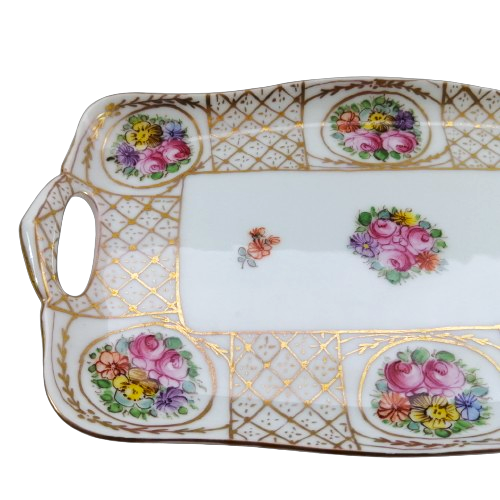 Dreden Porcelain Tray with Sugar Bowl and Milk Jug Set