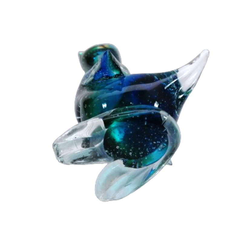 Murano Sommerso Art Glass Sitting Duck with Bubble Work