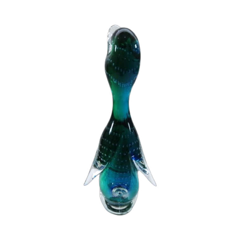 Murano Sommerso Art Glass Sitting Duck with Bubble Work