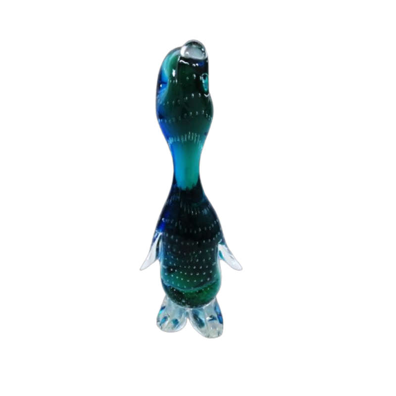Murano Sommerso Art Glass Sitting Duck with Bubble Work