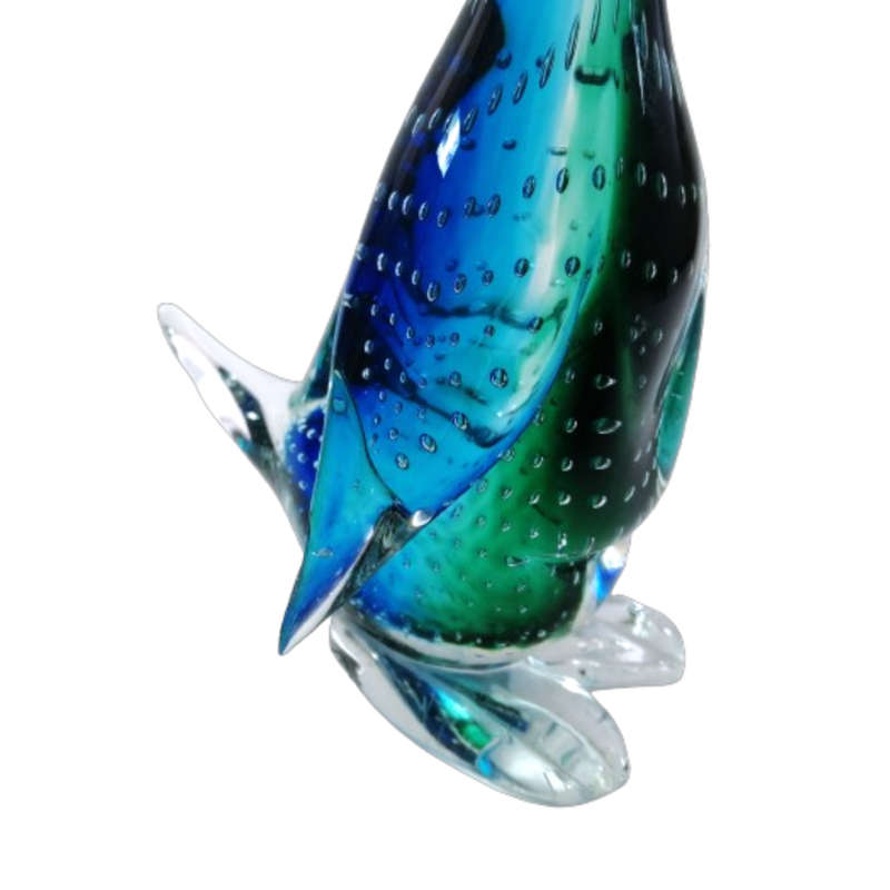 Murano Sommerso Art Glass Sitting Duck with Bubble Work
