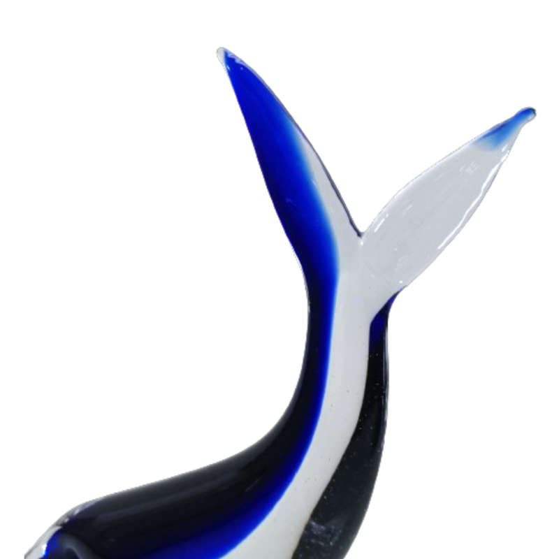 Murano  Art Glass Large Blue and White Swimming Fish