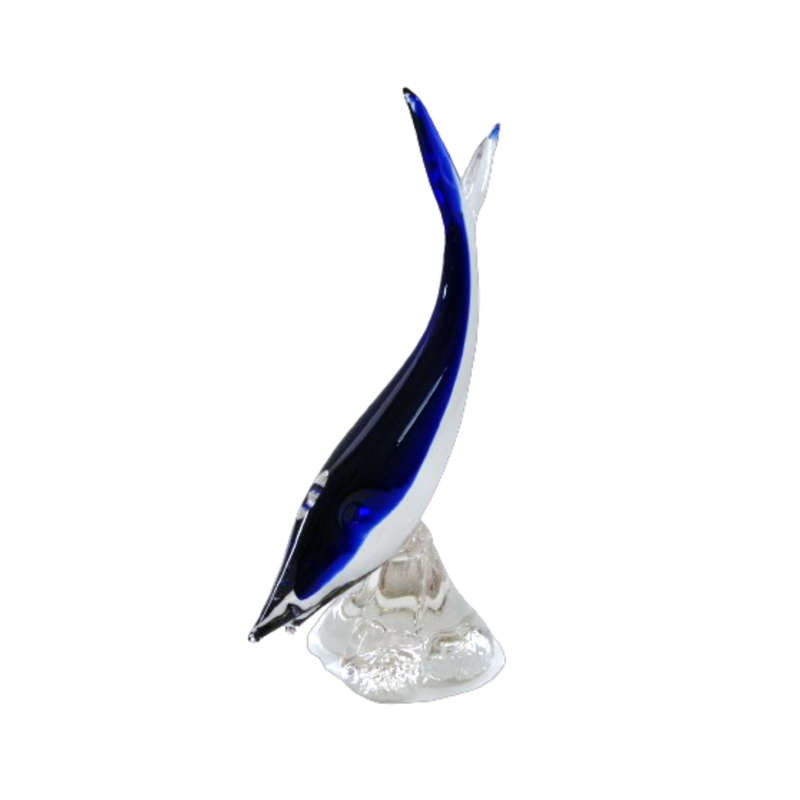 Murano  Art Glass Large Blue and White Swimming Fish