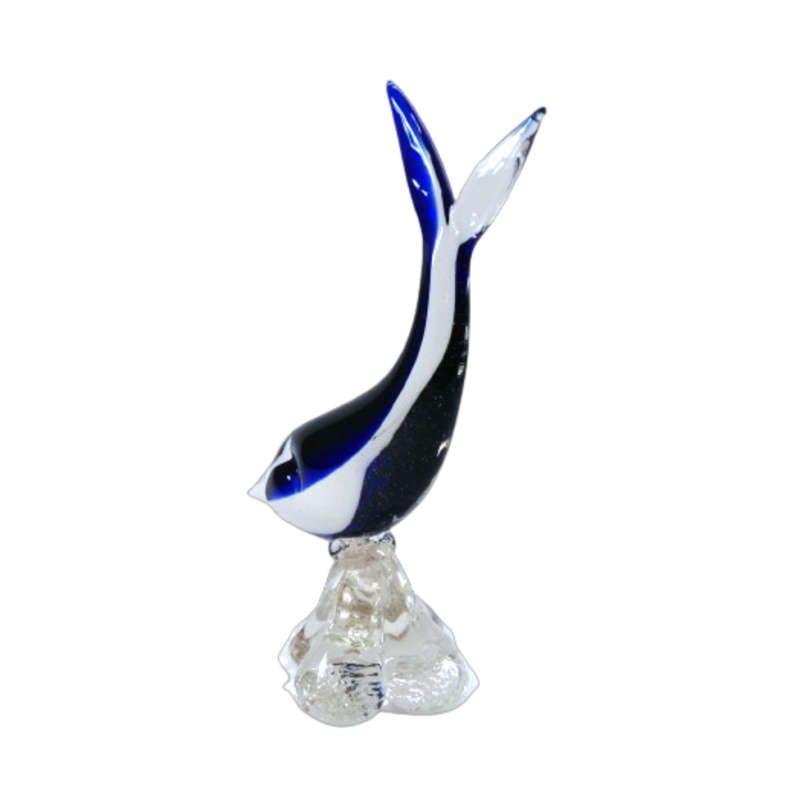 Murano  Art Glass Large Blue and White Swimming Fish