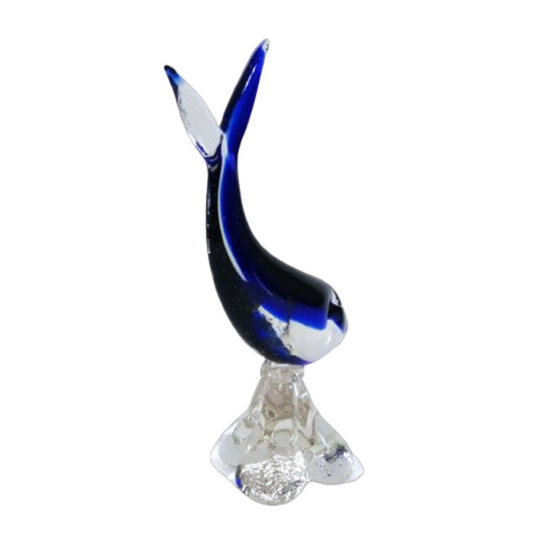 Murano  Art Glass Large Blue and White Swimming Fish