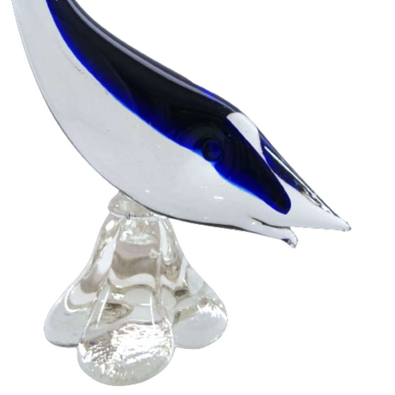 Murano  Art Glass Large Blue and White Swimming Fish