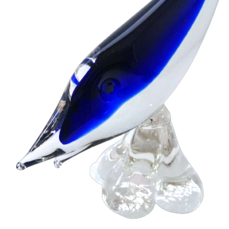 Murano  Art Glass Large Blue and White Swimming Fish